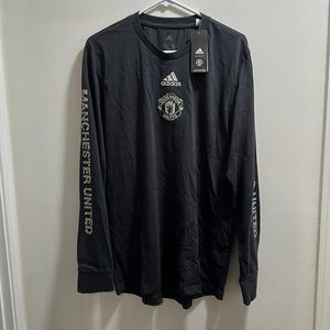 Manchester United Adidas Long Sleeve Embroidered T-Shirt Size Large